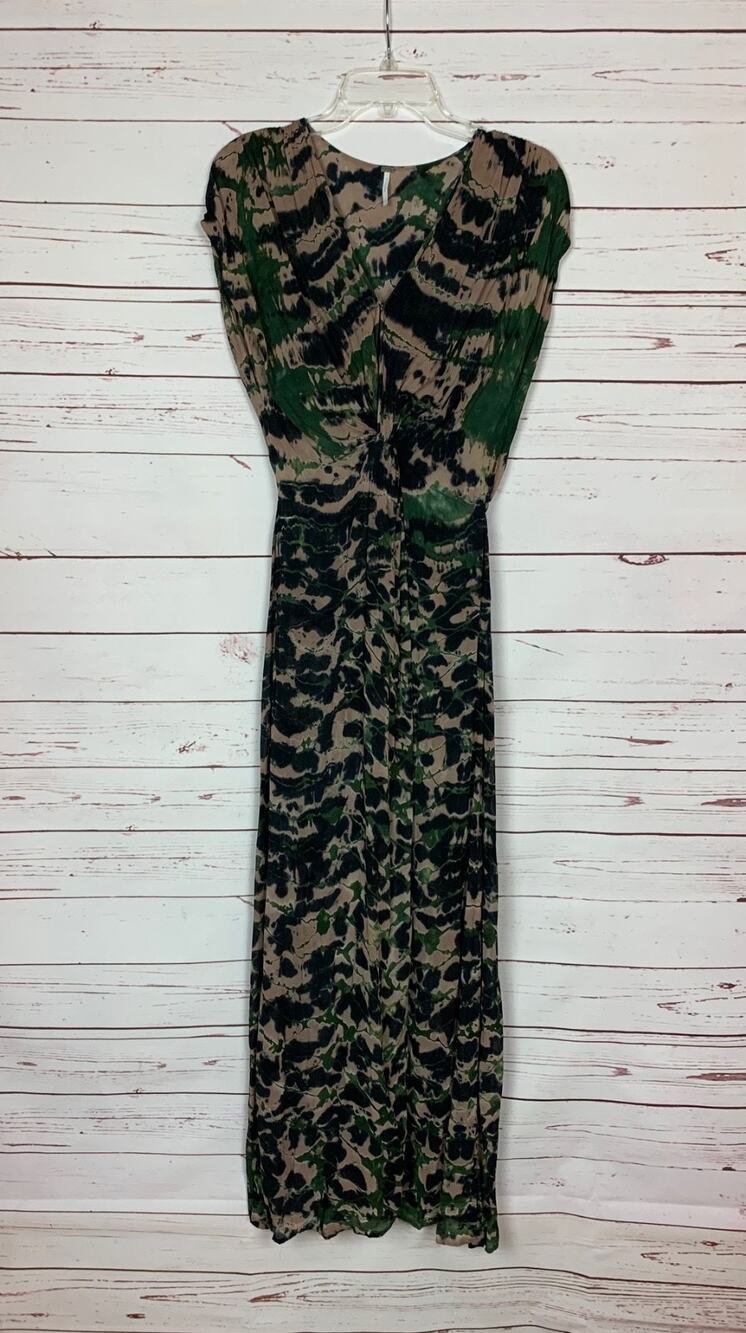 Young Fabulous & Broke YFB Women's XS Extra Small Green Black Camo Maxi Dress
